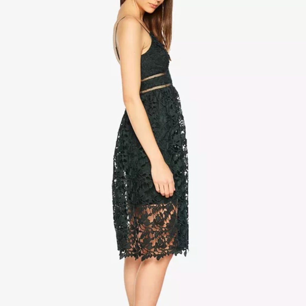 Spaghetti Strap Midi Velvet Dresses with Pockets Dark Green